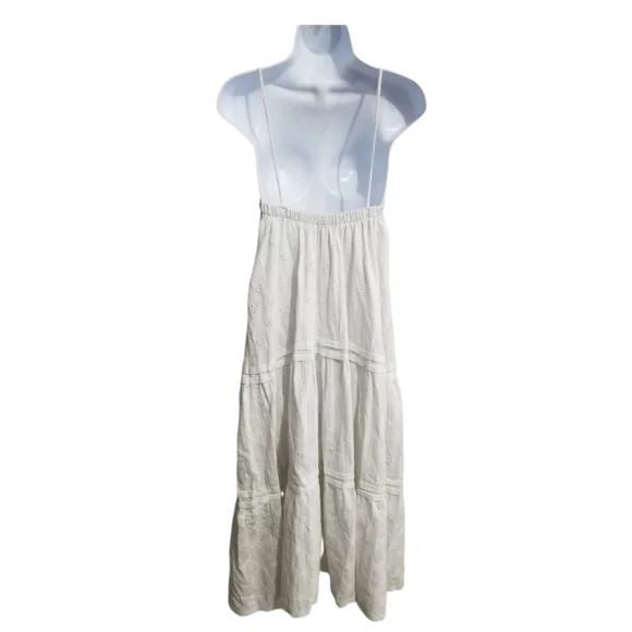 SOLD• Zara White Eyelet Maxi A-line Dress Small - Picture 4 of 6